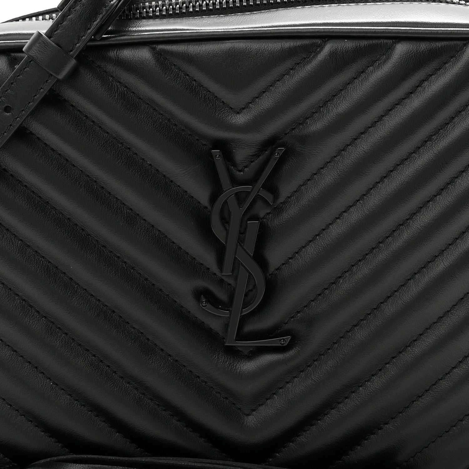 Saint Laurent Calfskin Matelasse Monogram Monochrome Lou Camera Bag Black 8 of 11