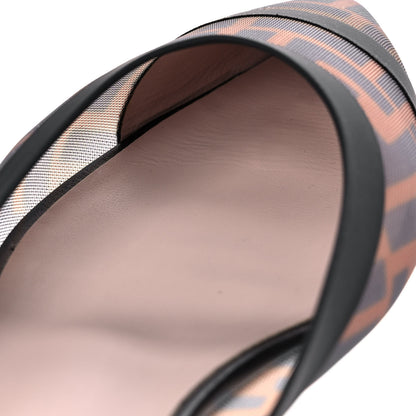 Fendi Technical Mesh Vitello FF Colibri Flat Mules 38 Tobacco Moro Black 9 of 10