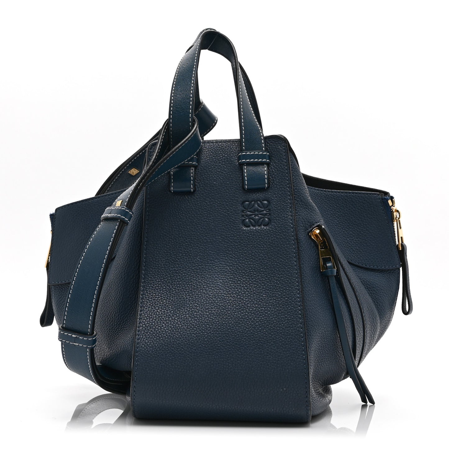 Grained Calfskin Small Hammock Shoulder Bag Marine