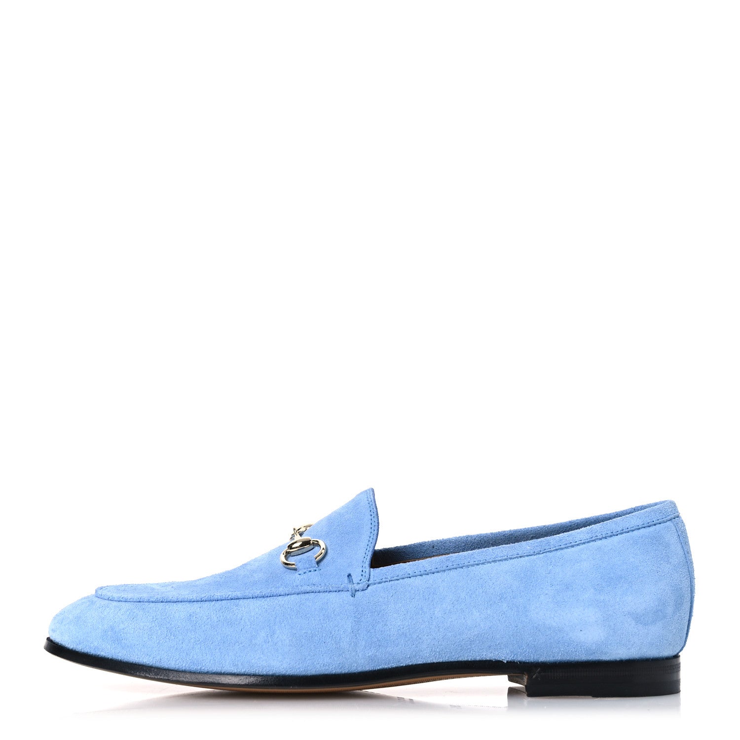 Gucci Suede Horsebit Womens Jordaan Loafers  38.5 Glacial Blue 1 of 16