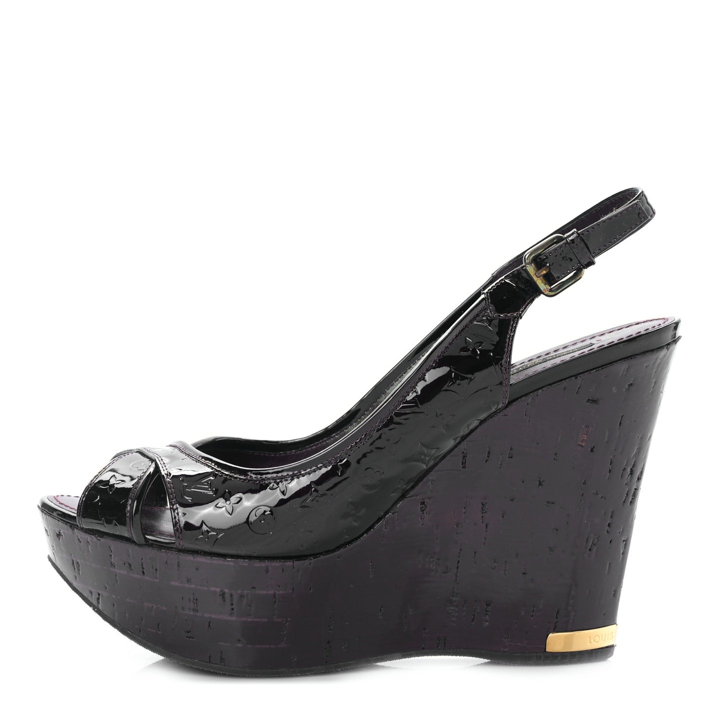 Monogram Vernis Wedge Sandal 40 Amarante