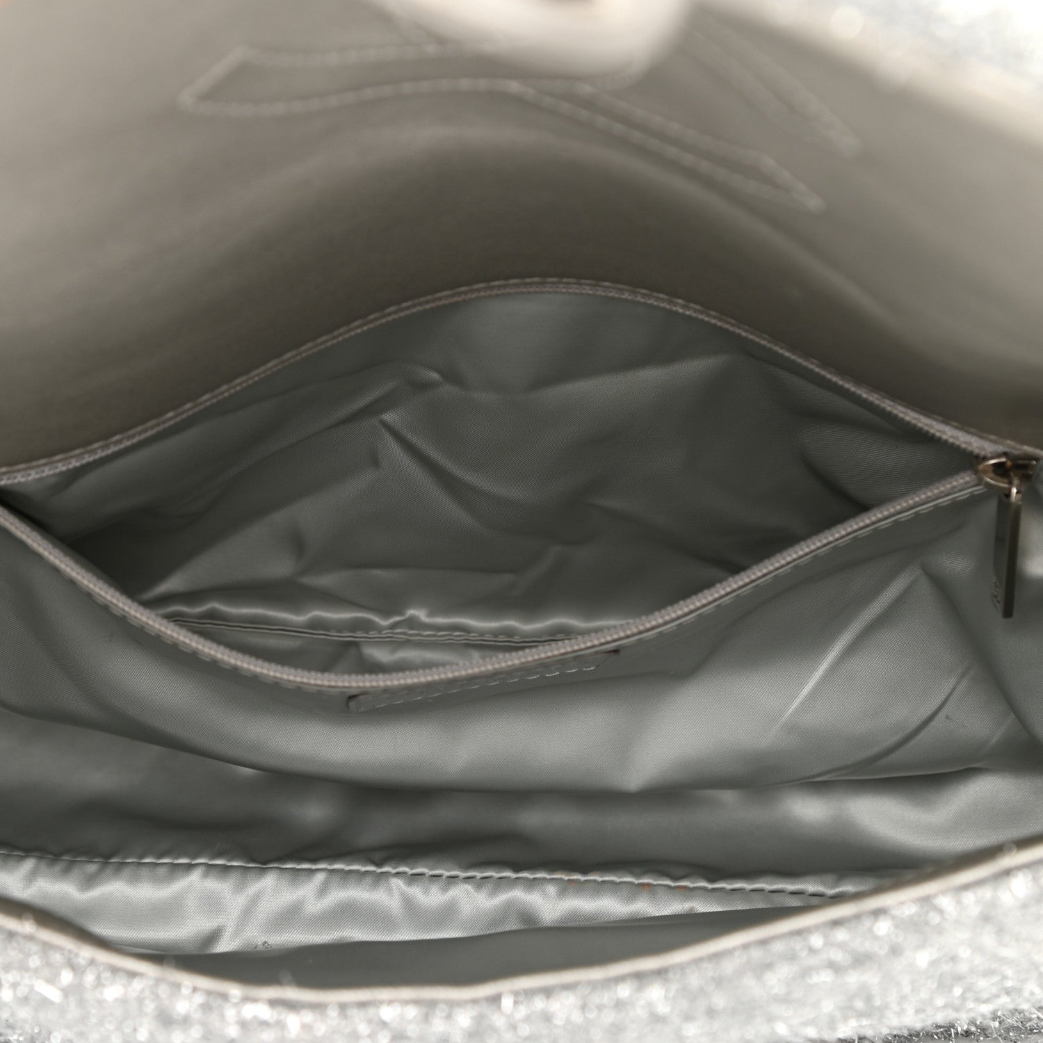 Chanel Lurex Knit Large Pluto Glitter Flap Silver 5 of 8