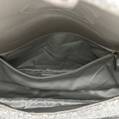 Chanel Lurex Knit Large Pluto Glitter Flap Silver 5 of 8