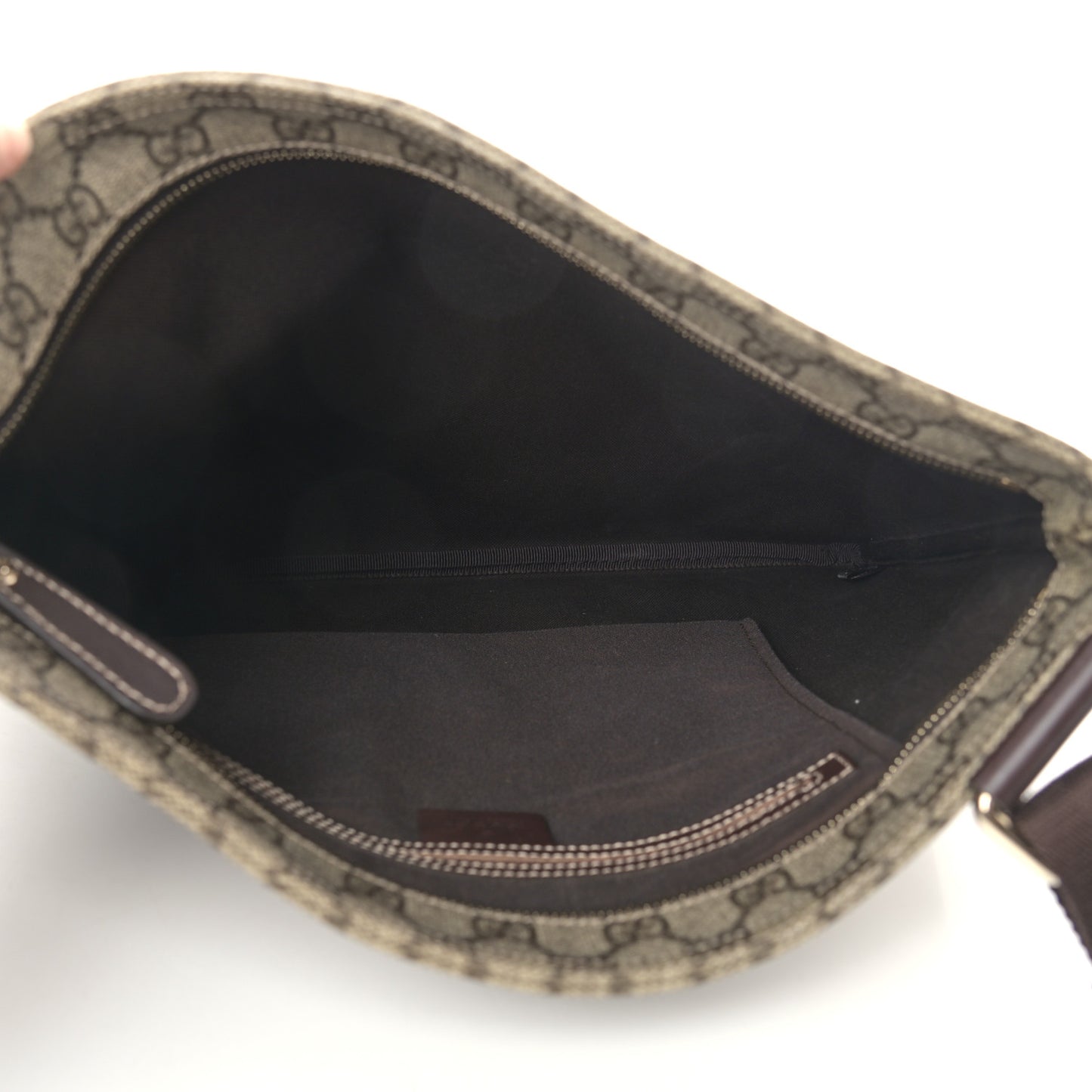 GG Supreme Monogram Medium Flat Messenger Bag Dark Brown