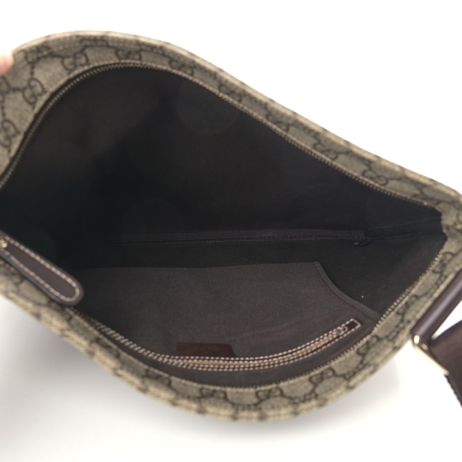 Gucci GG Supreme Monogram Medium Flat Messenger Bag Dark Brown 4 of 8
