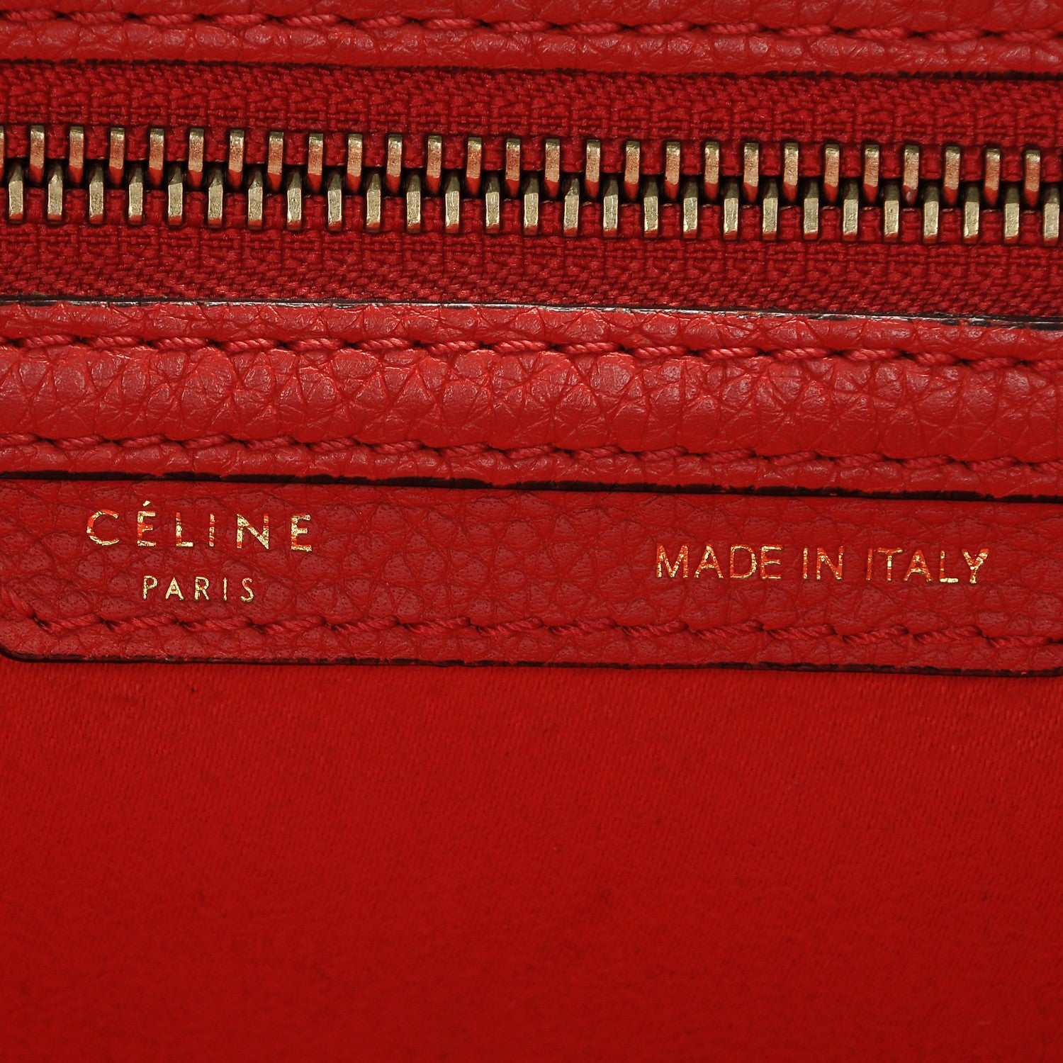 Celine Drummed Calfskin Mini Luggage Coquelicot 6 of 6