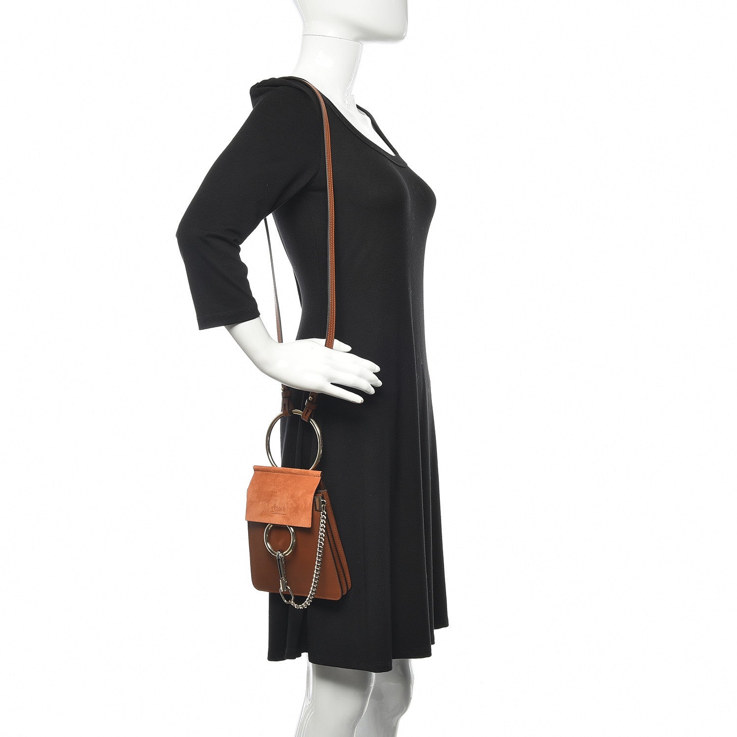 Chloe Suede Calfskin Mini Faye Bracelet Bag Tobacco 2 of 10