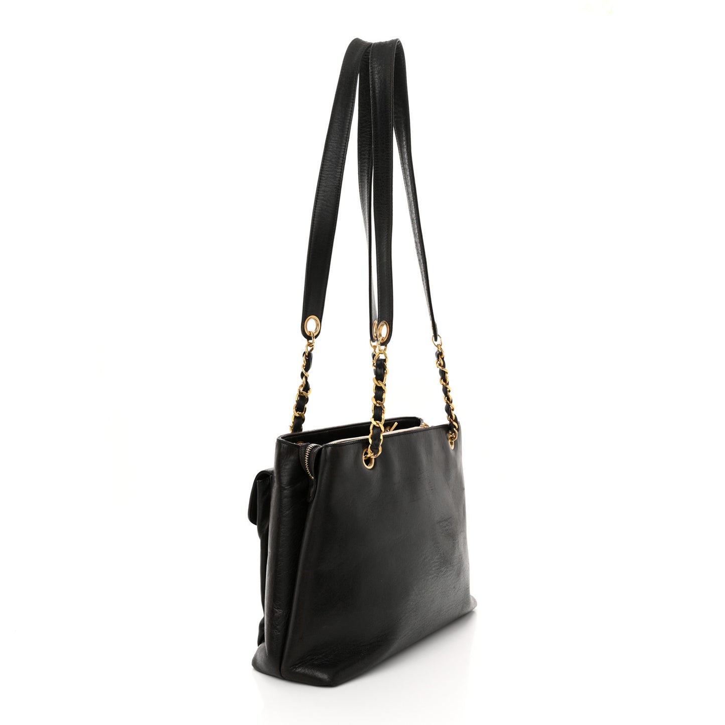 Lambskin Flap Shoulder Bag Dark Brown