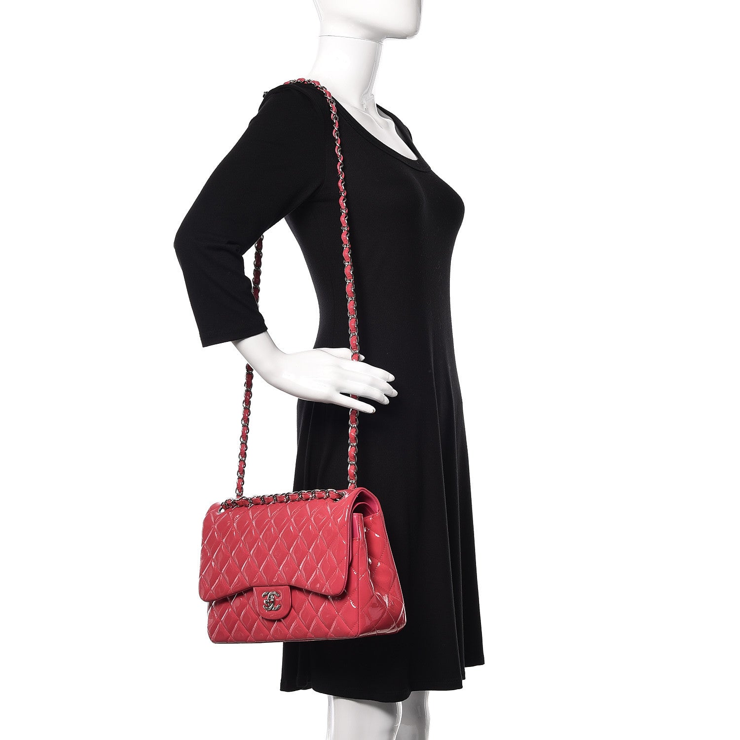 Chanel Patent Quilted Jumbo Double Flap Pink 2 of 9