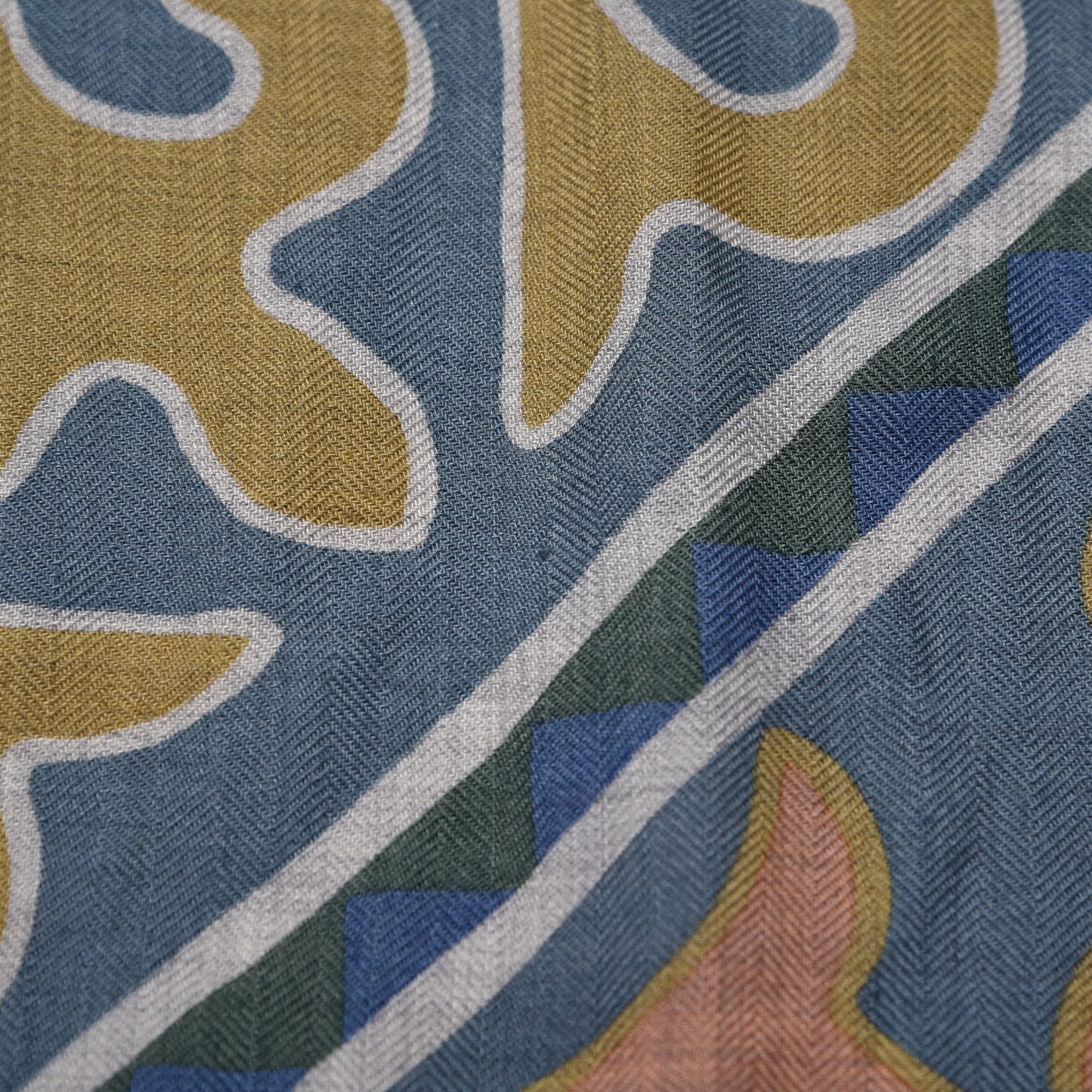 Cashmere Silk Appaloosa Des Steppes Shawl 140 Gris Chine Bleu Rosi