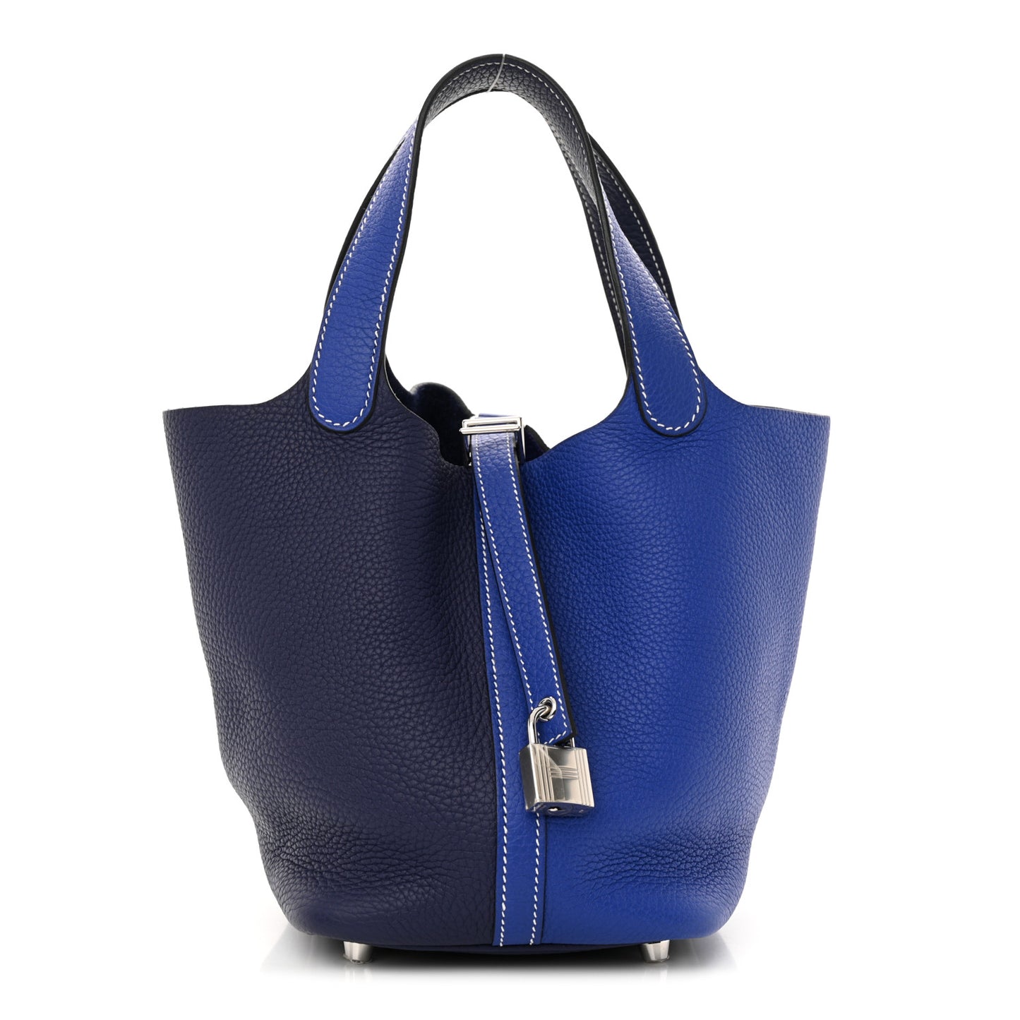 Taurillon Clemence Casaque Picotin Lock 18 PM Bleu Electrique Bleu Encre