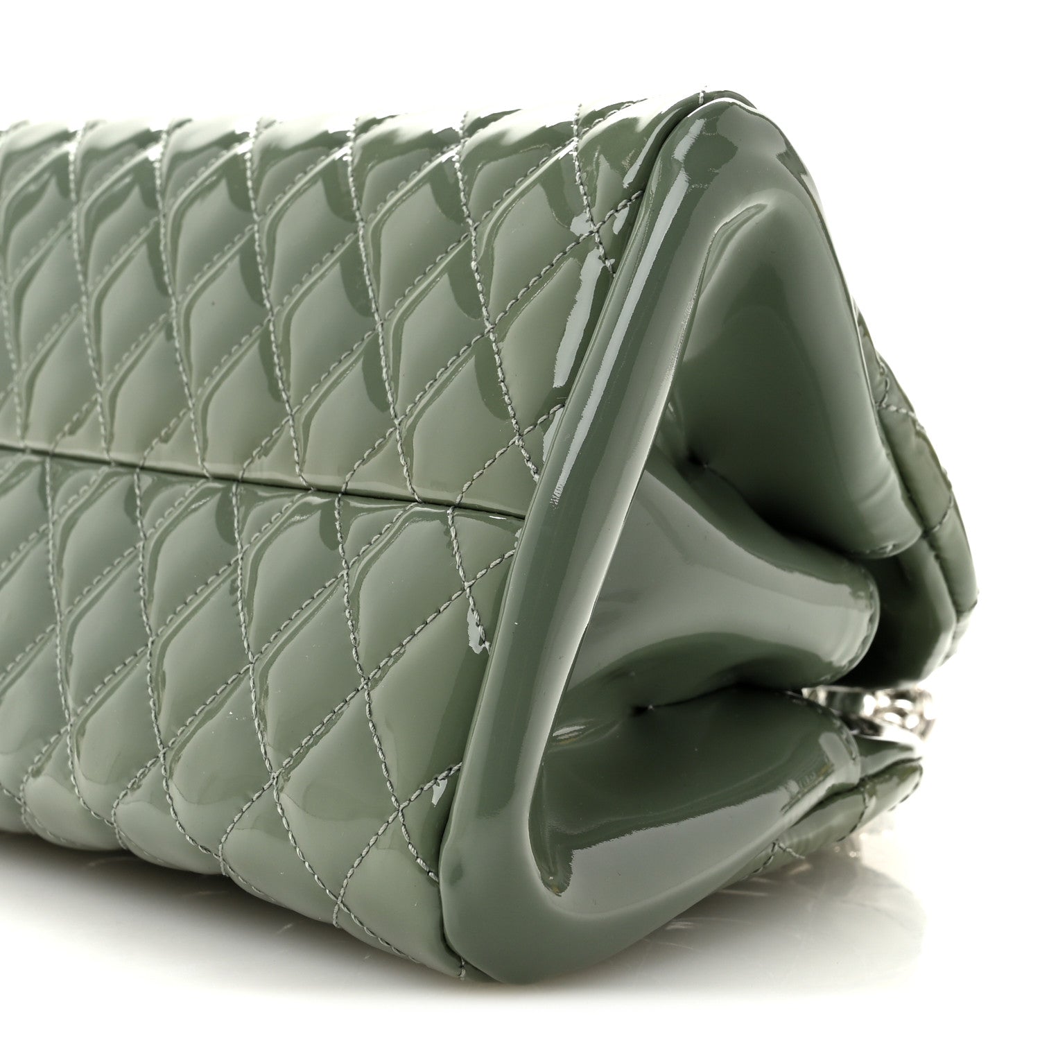 Chanel Patent Quilted Medium Just Mademoiselle Bowling Bag Light Khaki 10 of 10