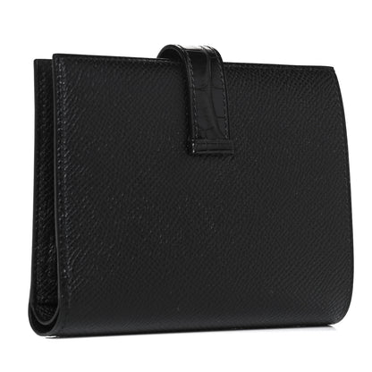 Hermes Epsom Matte Alligator Bearn Compact Touch Wallet Black 3 of 8