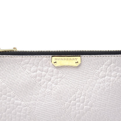 Burberry Signature Grain Calfskin Check Embossed Large Penelope Pouch Stone White 5 of 9