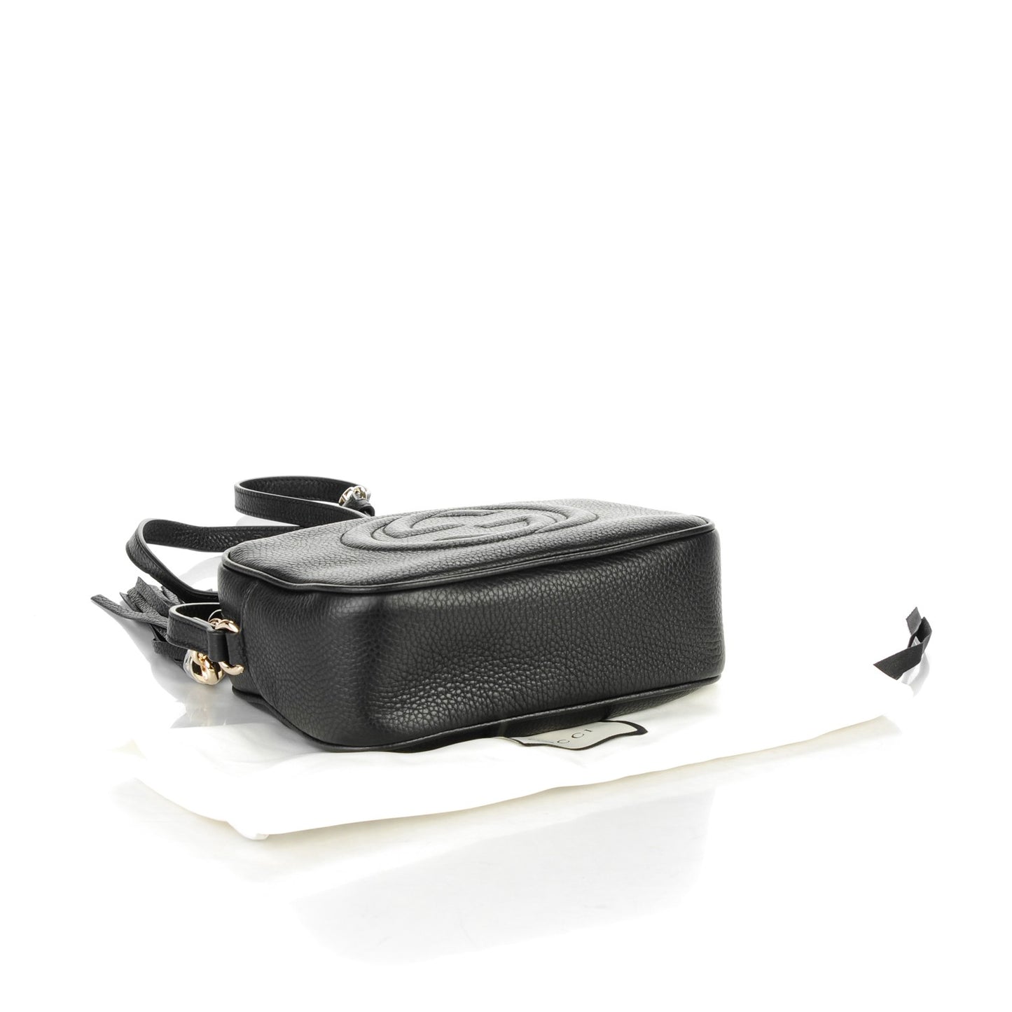 Pebbled Calfskin Small Soho Disco Bag Black