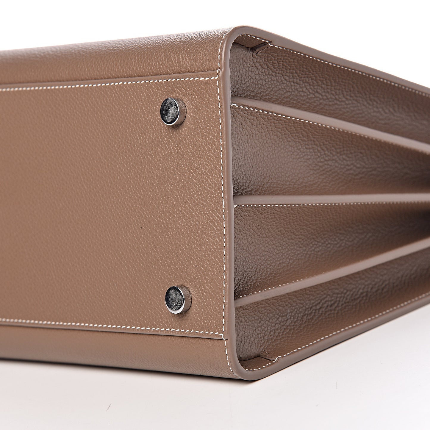 Grained Calfskin Topstitch Small Classic Sac De Jour Taupe