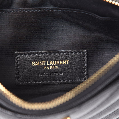 Saint Laurent Grain De Poudre Chevron Monogram Bill Pouch Black 6 of 8