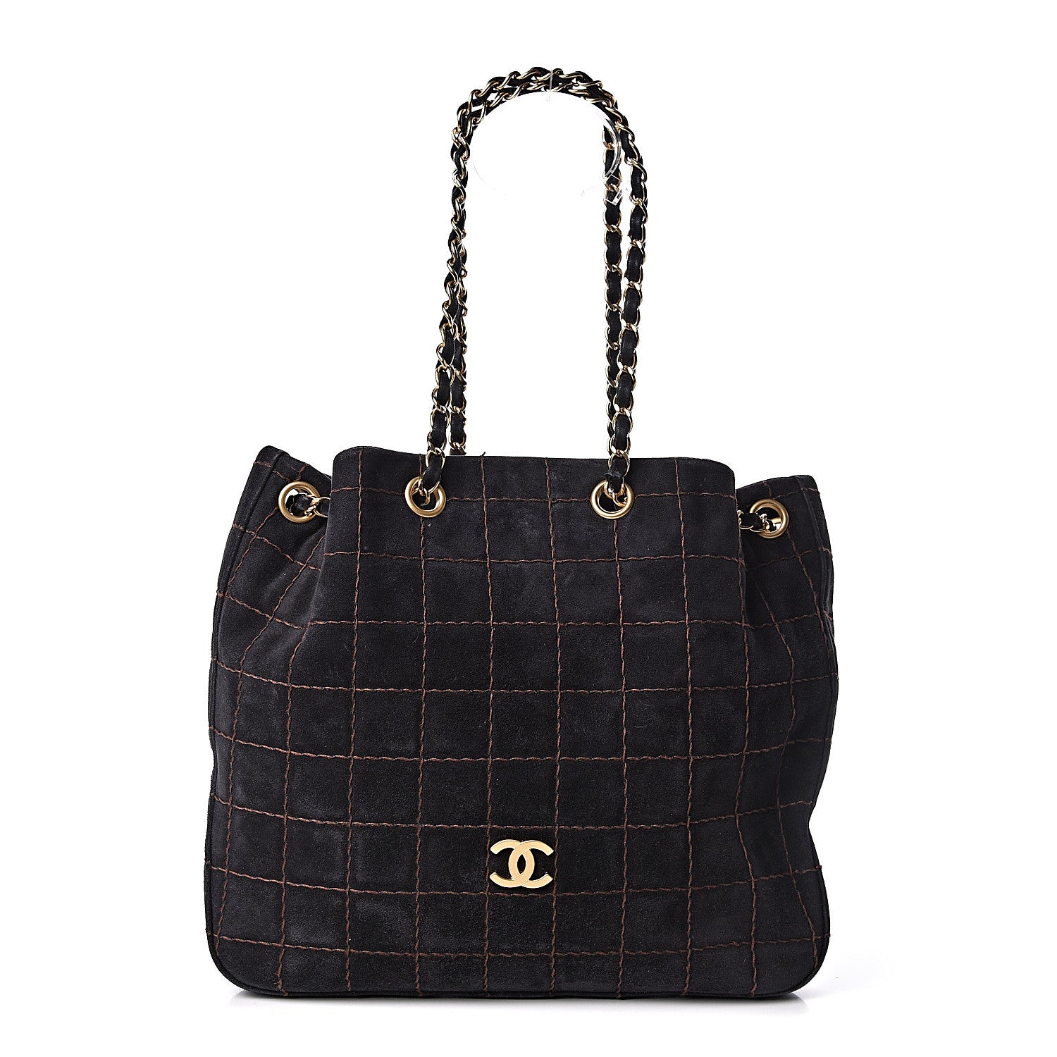 Chanel Suede Stitched Shoulder Bag Black 1 of 11