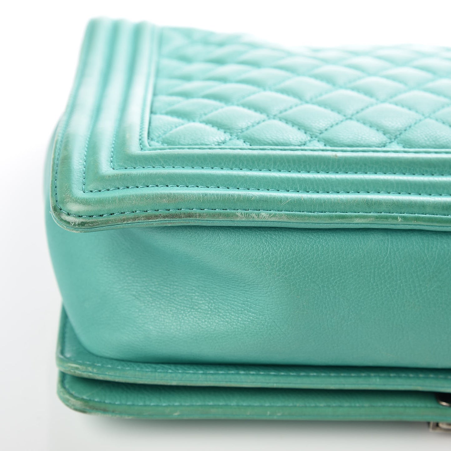 Calfskin Quilted Large Boy Flap Green