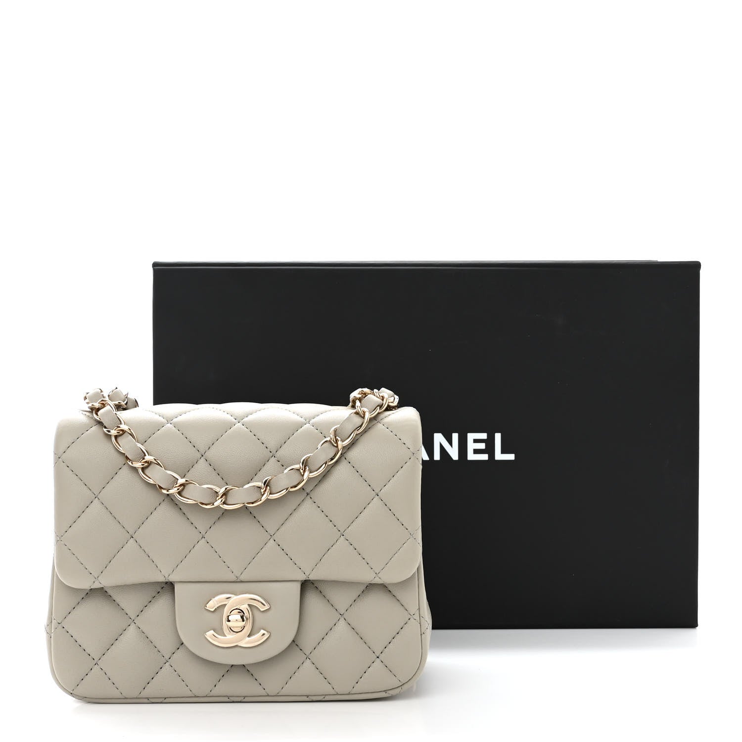Chanel Lambskin Quilted Mini Square Flap Grey 11 of 11