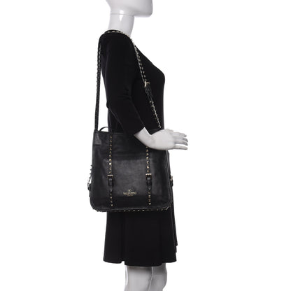 Valentino Garavani Vitello Rockstud Shopper Tote Black 2 of 15