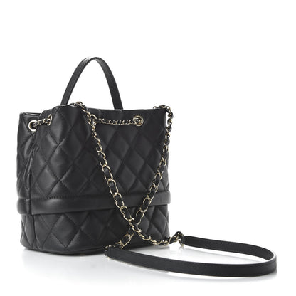 Chanel Caviar Quilted Rolled Up Bucket Drawstring Bag Black 3 of 9