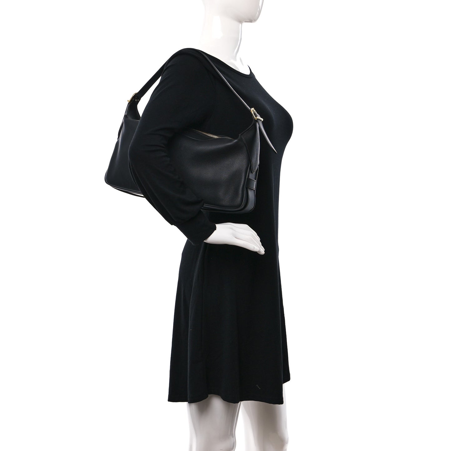 Supple Calfskin Medium Romy Shoulder Bag Black