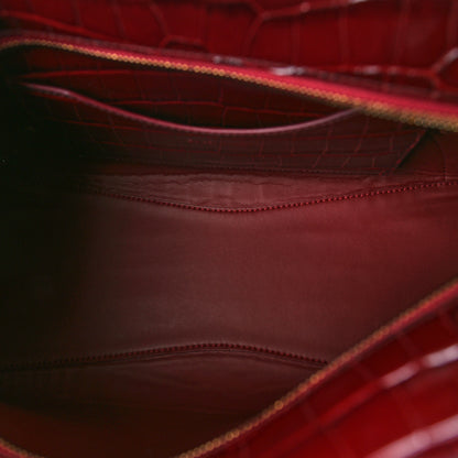 Balenciaga Shiny Supple Calfskin Crocodile Embossed Classic Gold Hardware S City Dark Red 5 of 8