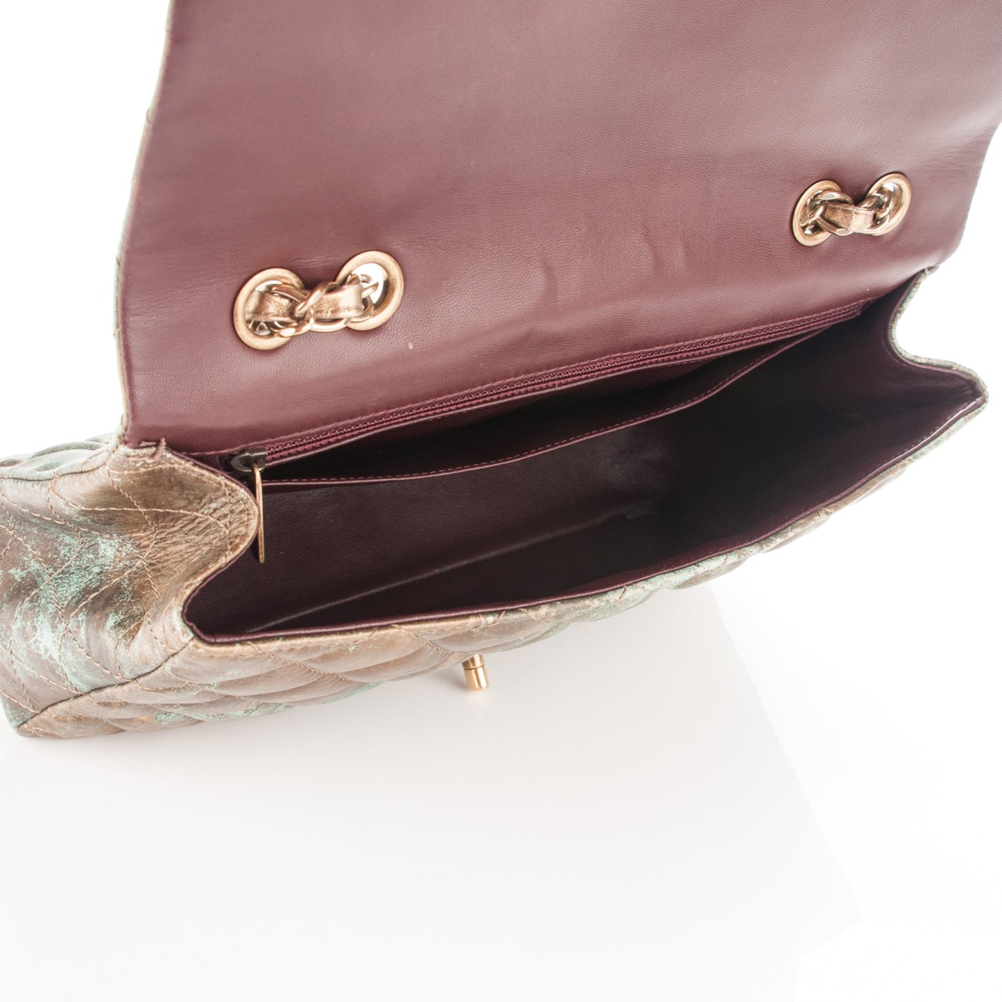Metallic Lambskin Quilted Jumbo Single Flap
