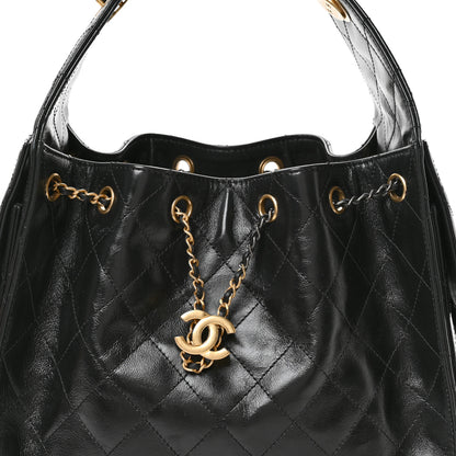 Chanel Shiny Crumpled Calfskin Quilted Small Chanel 25 Handbag Black 8 of 12