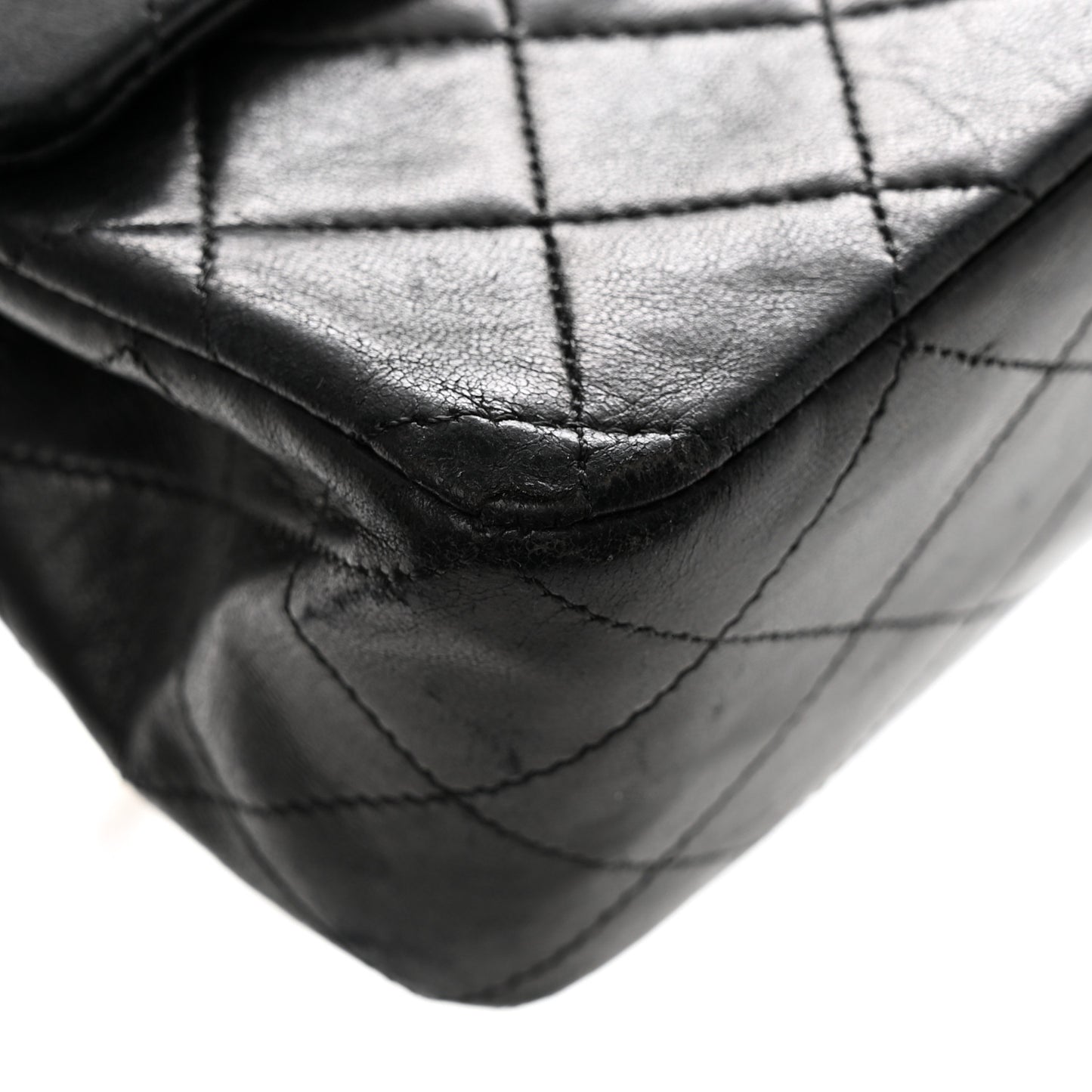 Lambskin Quilted Medium Double Flap Black