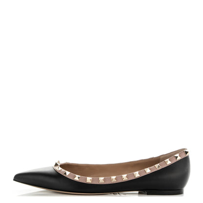 Valentino Garavani Nappa Rockstud Ballerina Flats 38 Black Poudre 1 of 8