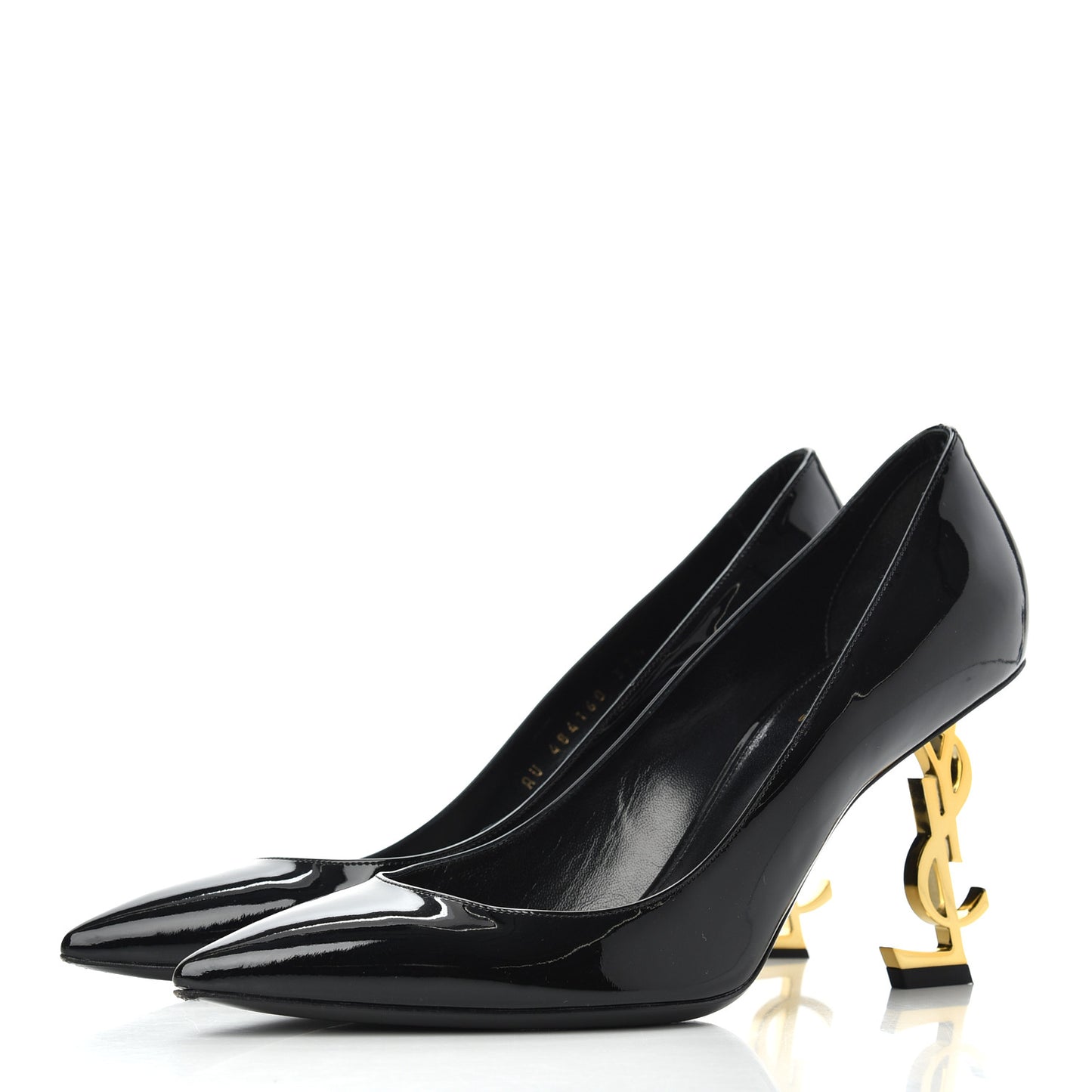 Patent Calfskin Opyum 85 Pumps 37.5 Black Gold