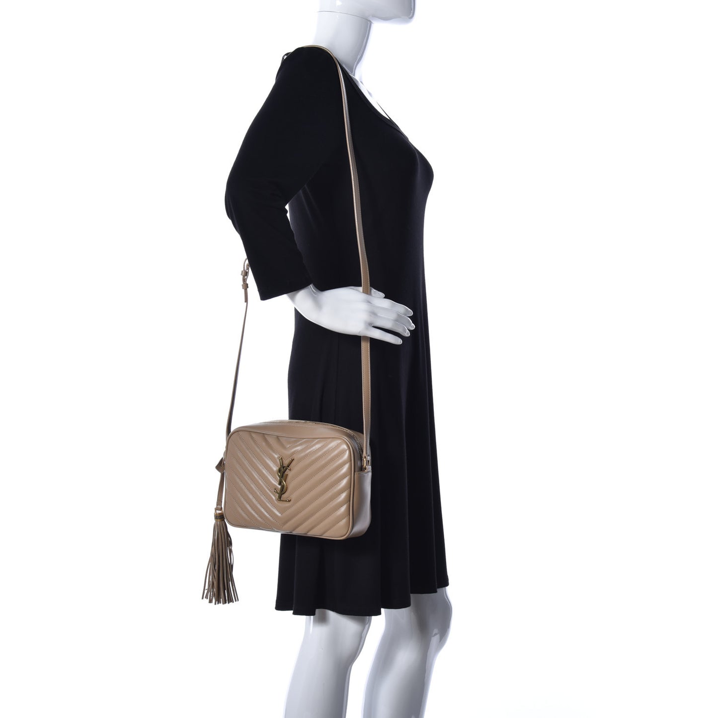 Calfskin Matelasse Monogram Lou Camera Bag Dark Latte