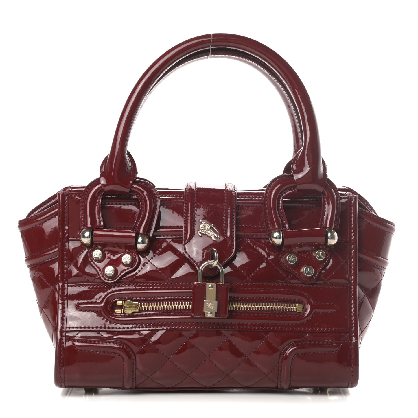 Patent Quilted Mini Manor Tote Dark Red