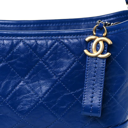 Chanel Aged Smooth Calfskin Quilted Medium Gabrielle Logo Hobo Blue 8 of 13