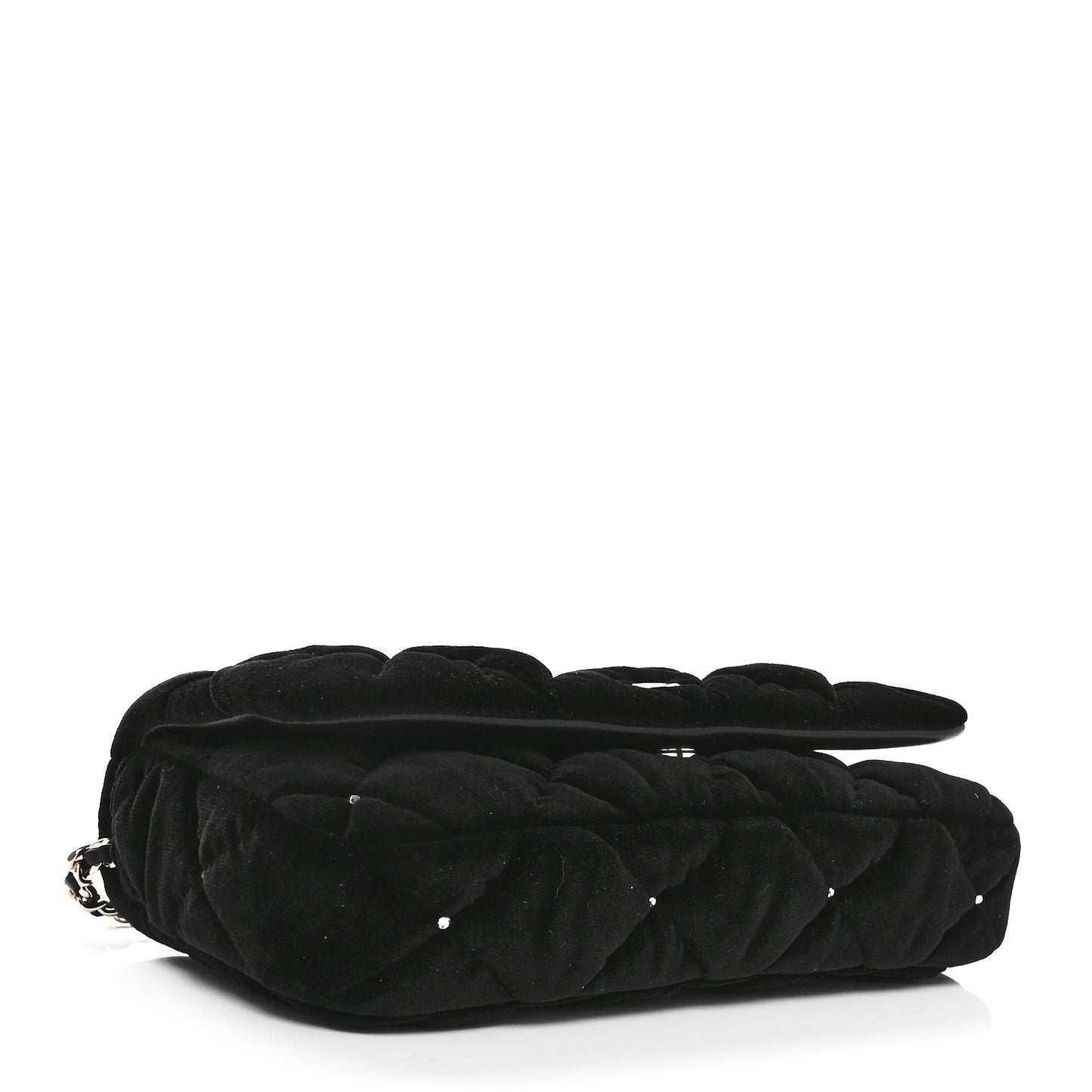 Velvet Diamanté Quilted Flap Clutch Black