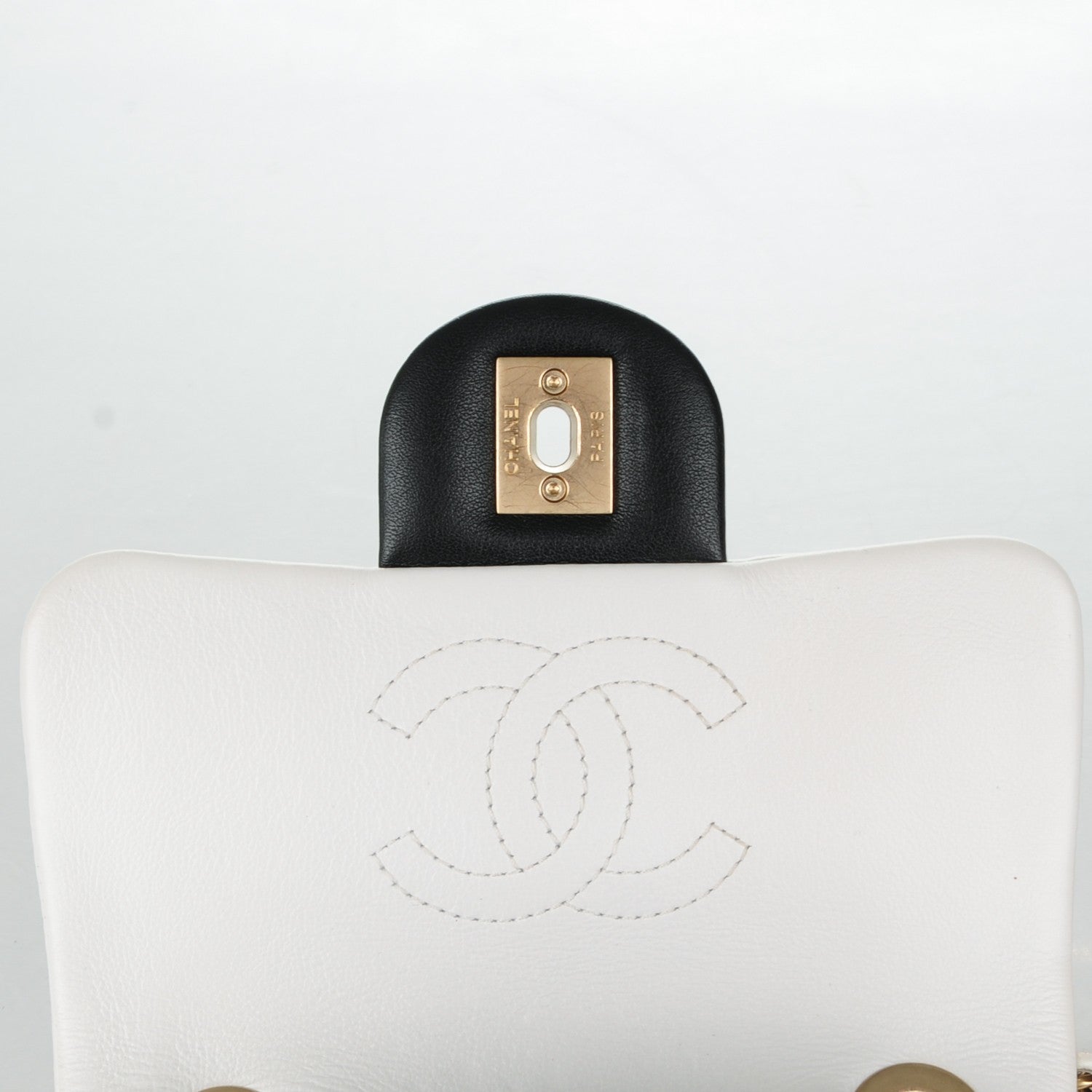 Chanel Calfskin Quilted Graphic Mini Flap Bag Black White 7 of 11