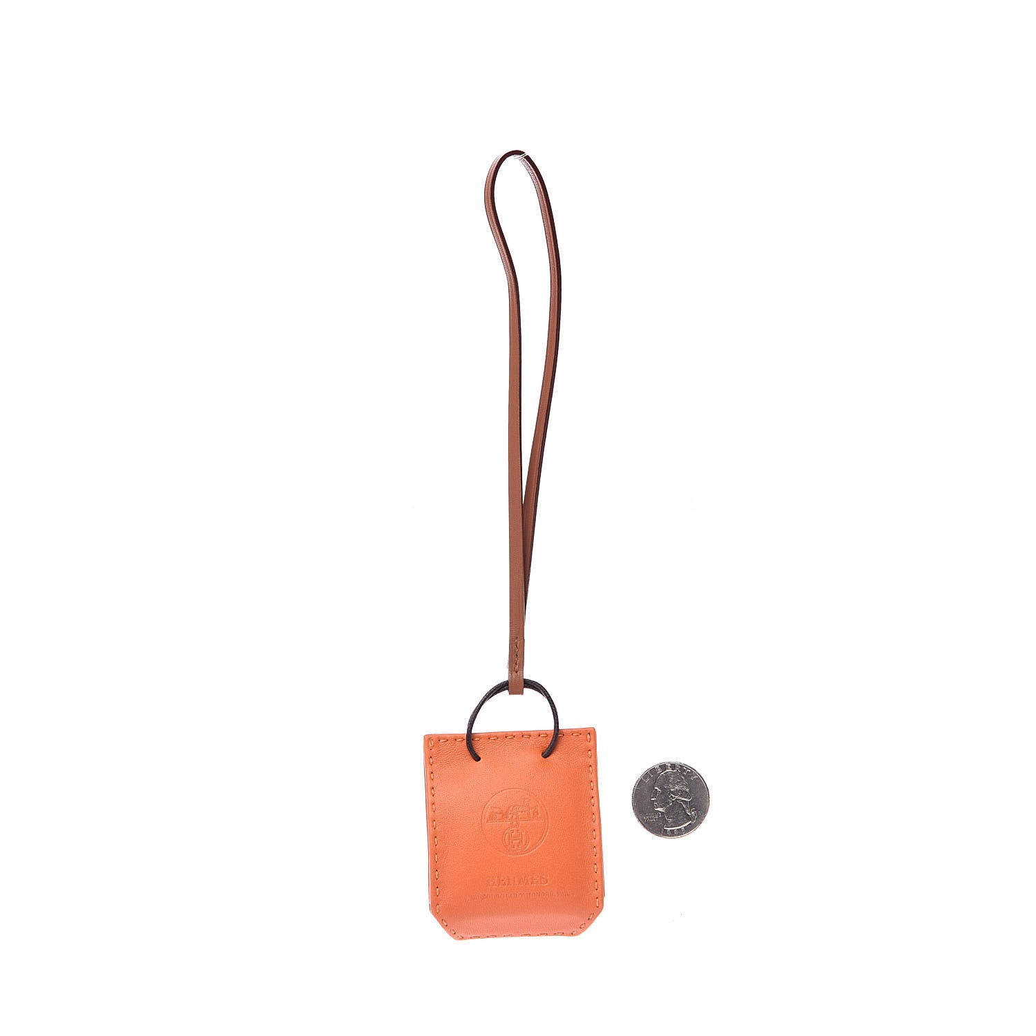 Hermes Milo Lambskin Swift Shopping Bag Charm Feu Gold 2 of 4