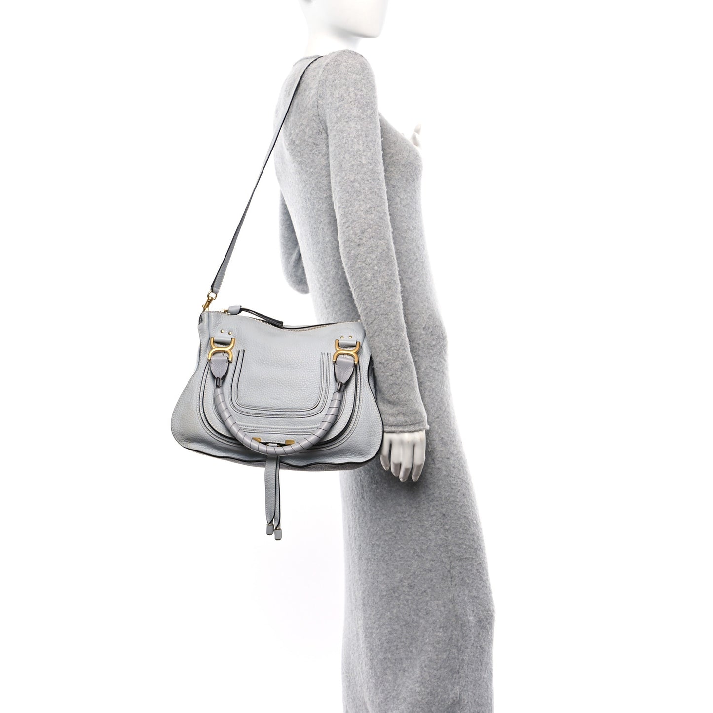 Calfskin Medium Marcie Satchel Light Cloud