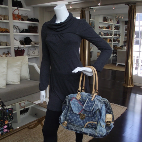 Louis Vuitton Denim Patchwork Bowly Blue 2 of 8