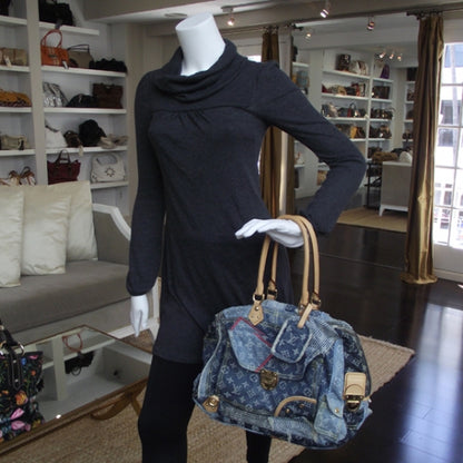 Louis Vuitton Denim Patchwork Bowly Blue 2 of 8
