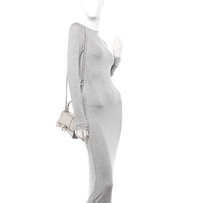 Balenciaga Strass Suede Hourglass Top Handle Bag XS Smoke Grey Crystal 2 of 12
