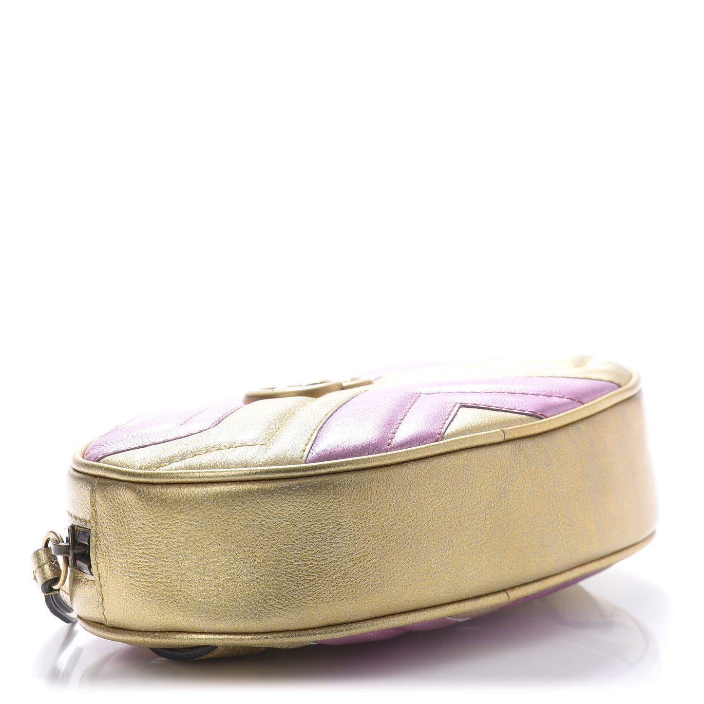 Metallic Nappa Matelasse Heart GG Marmont Belt Bag 95 38 Oro Vecchio Rosa