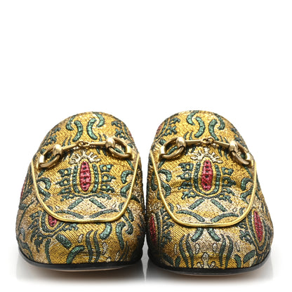 Gucci Iridescent Brocade Womens Princetown Slippers 36 Gold Multicolor 3 of 10