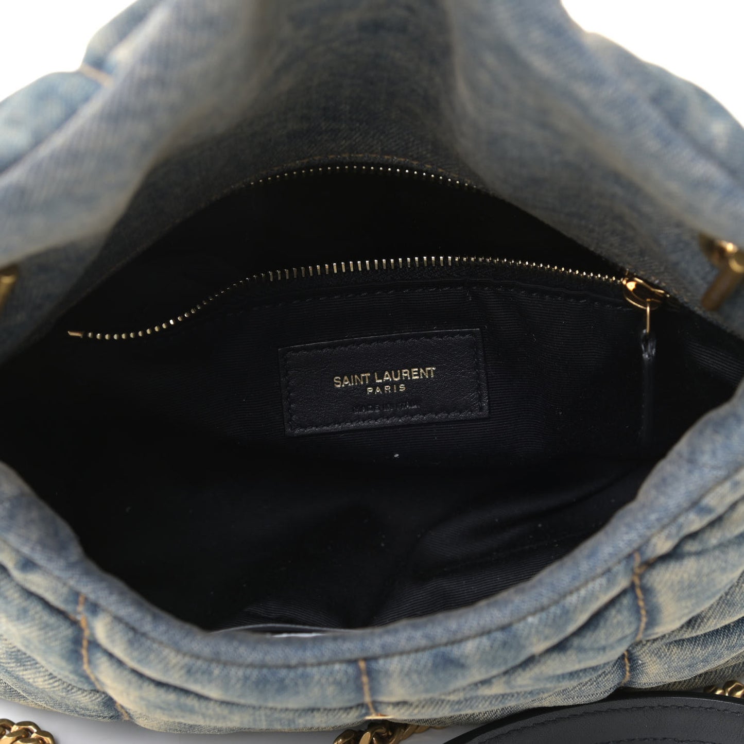 Denim Quilted Toy Loulou Puffer Monogram Chain Satchel Rodeo Blue