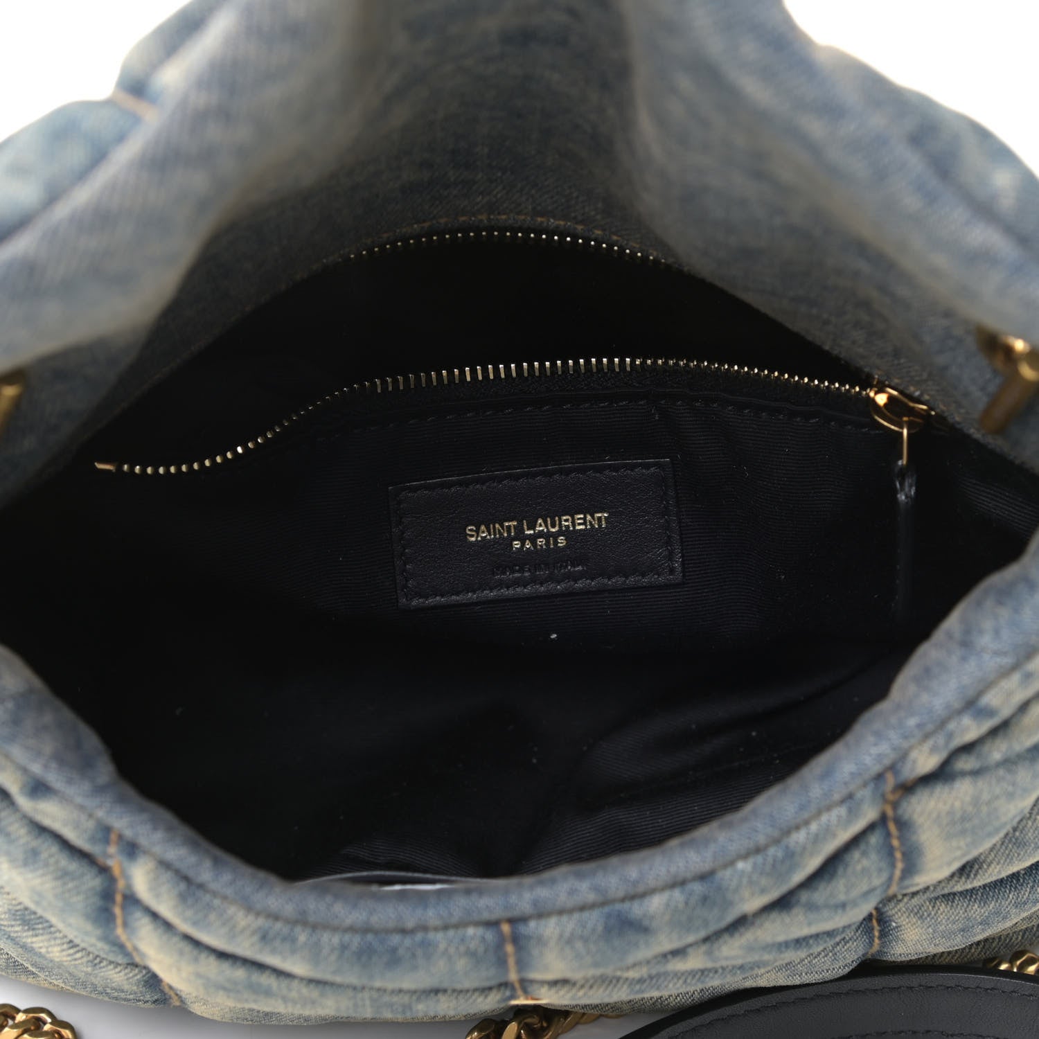 Saint Laurent Denim Quilted Toy Loulou Puffer Monogram Chain Satchel Rodeo Blue 8 of 11