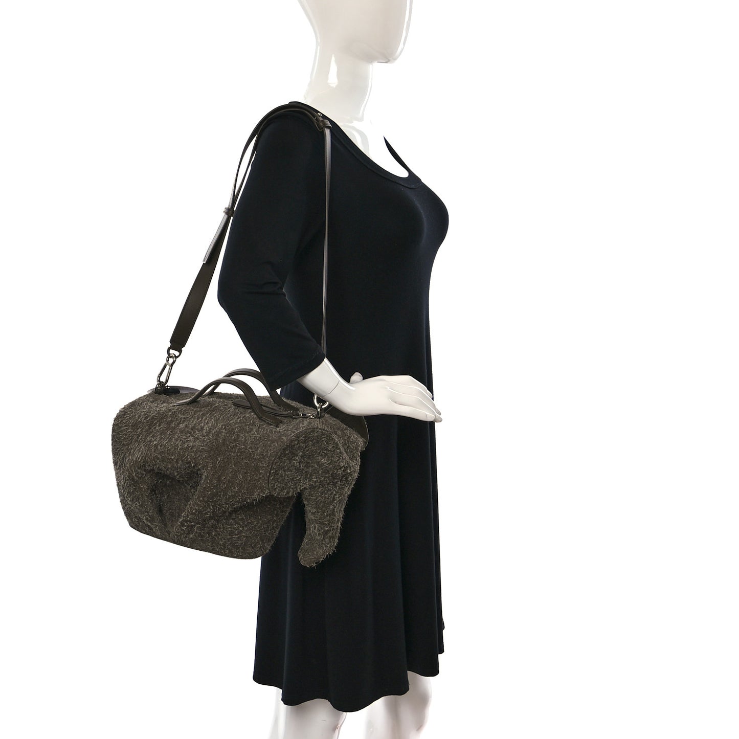 Brushed Suede Large Elephant Crossbody Bag Lichen Grey