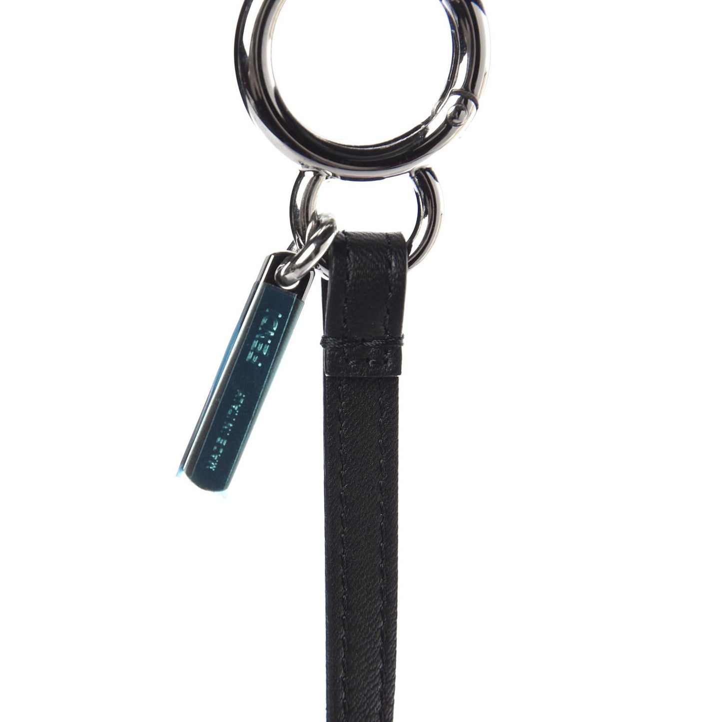 Fox Mink Goat Fur Nappa Karlito Bag Charm Black White Rosa