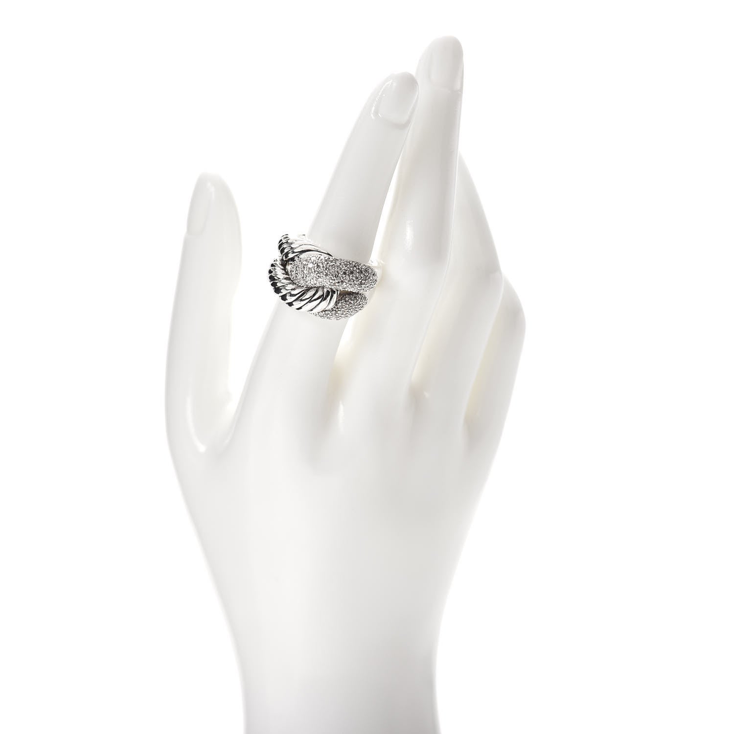 David Yurman Sterling Silver Diamond Large Infinity Ring 54 7 2 of 5